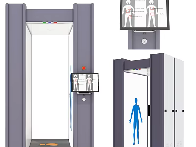 Public Facility Security Gate With Body Scanning Display And Indicator Lights 3d model