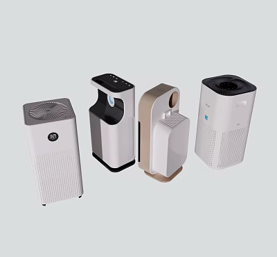 Sleek And Modern Air Purifiers As Key Household Appliances With Various Designs 3d model