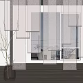 Modern Sheer Curtains In Minimalist Interior With Vase And Window View