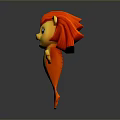 Playful 3D Cartoon Lion Fish Hybrid Character With Colorful Design And Friendly Expression