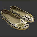 Women's Flat Shoes With Blue And White Floral Pattern And Blue Flower Decoration