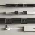 Black White Power Strips With Multiple Outlets Switches Modern Design 3d model