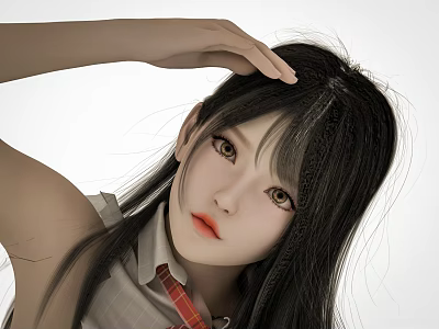 Modern Interior Swing Door With Wooden Frame And Glass Panel Design 3d model