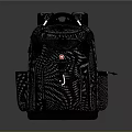 Durable Black Backpack With Textured Design Multiple Pockets And Red Logo 3d model