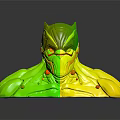 Black Panther Inspired Armored Character With Glowing Orange Eyes And Mechanical Features