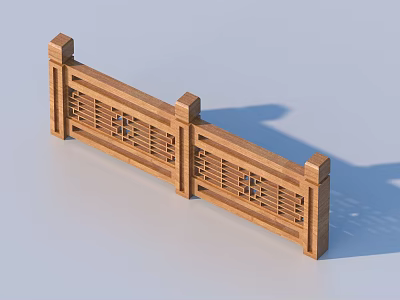 Wooden Decorative Railing With Intricate Carved Patterns In Traditional Chinese Style 3d model