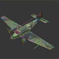 Green And Blue Camouflage Biplane Model On Gray Gradient Background 3d model