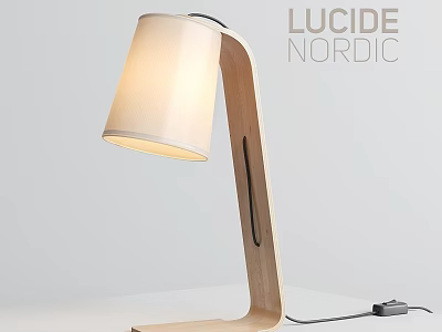 Nordic Style Modern Wooden Table Lamp With White Shade And Minimalist Design 3d model