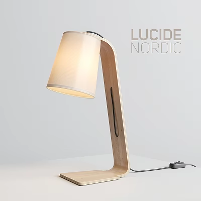 Nordic Style Modern Wooden Table Lamp With White Shade And Minimalist Design 3d model