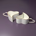 White Heart Shaped Mugs With Gold Rim Two Piece Design On Purple Background