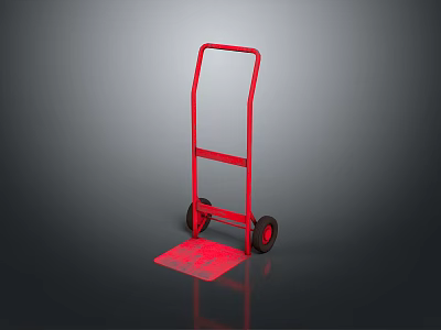 Red Construction Hand Truck With Wheels And Platform For Transporting Building Materials 3d model
