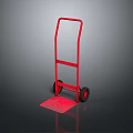 Red Construction Hand Truck With Wheels And Platform For Transporting Building Materials 3d model