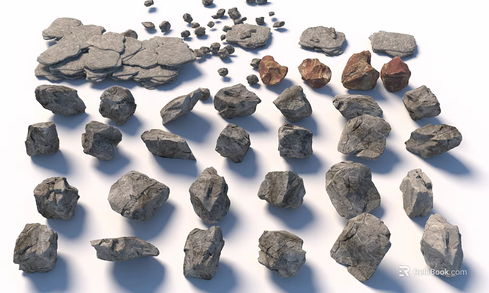 Natural Stone And Wood Materials With Various Shapes And Textures For Decor 3d model 