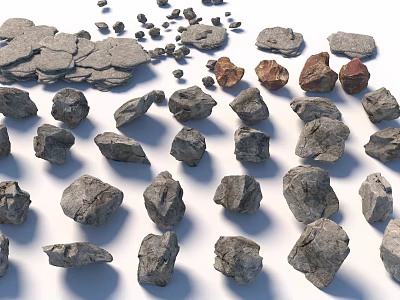 Natural Stone And Wood Materials With Various Shapes And Textures For Decor 3d model