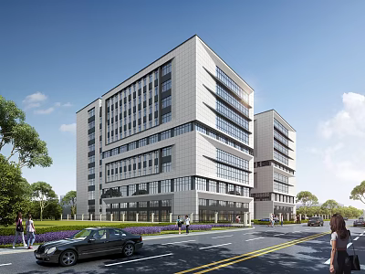 Aerial Planning Of Modern Urban Building Complex With Road Layout Green Areas And Pedestrians 3d model