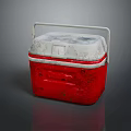 Red And White Worn Cooler With Handle And Lid For Storage