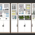 Modern Office Bookcase With Glass Doors Storage For Books File Folders And Decorative Plants