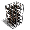 Modern Wine Rack With Metal Frame And Wooden Holders For Wine Bottles
