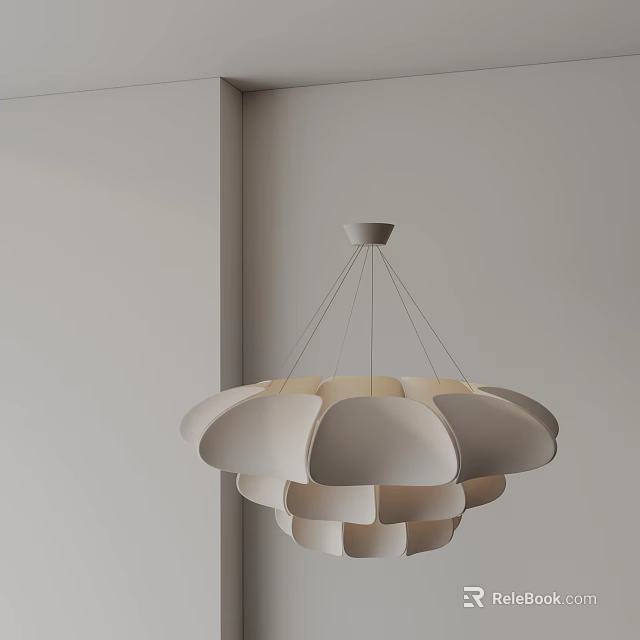 Modern Layered Petal Shaped Pendant Light Hanging In Minimalist Home Interior 3d model 