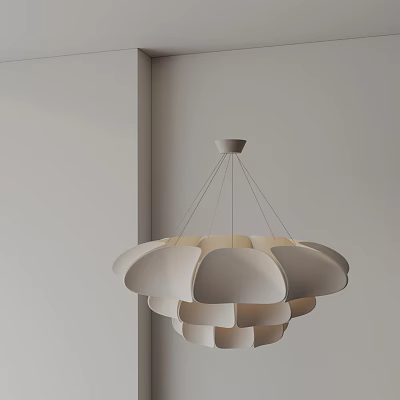 Modern Layered Petal Shaped Pendant Light Hanging In Minimalist Home Interior 3d model