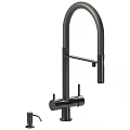 Modern Black Kitchen Sink With Faucet Drain Rack and Functional Accessories 3d model