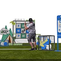 Outdoor Bean Bag Toss Game With Number Grid Tent Design Cloudy Sky Signboard