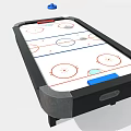 Sturdy Black Frame Air Hockey Table With White Surface And Colorful Pucks