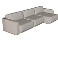 Light Beige Sectional Sofa With Modern Design And Spacious Fabric Seating 3d model