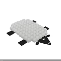 Creative Square Rug Composed Of Small White Spheres On Black Background