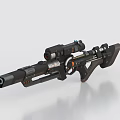 Futuristic Sci Fi Weapon With Metallic Barrel Scope And Grip Design 3d model