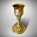 Luxurious Vintage Golden Goblet With Intricate Carved Patterns And Elegant Tall Stem Design