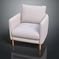 Modern Light Gray Single Seater Sofa with Armrests and Wooden Legs Design