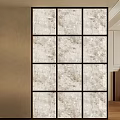 Modern Partition with Glass Grid Panels and Metal Frame for Interior Design Spaces