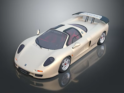 Cream High Performance Sports Car With Sleek Design Rear Spoiler And Alloy Wheels 3d model