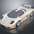 Cream High Performance Sports Car With Sleek Design Rear Spoiler And Alloy Wheels