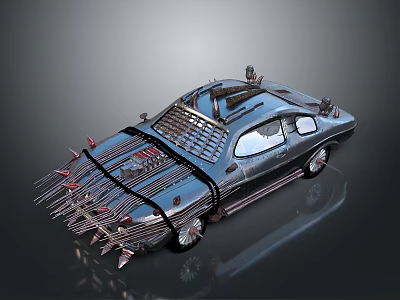 Modified Battle Style Car With Metal Spikes And Decorative Armor Plates 3d model
