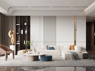 Modern Living Room Living Room Sofa Coffee Table Combination 3d model