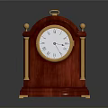 Classic Red Wooden Mantel Clock With Gold Accents And Roman Numeral Dial Design