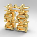 Golden Symmetrical Decorative Ornament Set With Stacked Geometric Modern Design