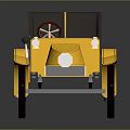 Vintage Yellow Open Top Roadster With Black Seat Steering Wheel And Wheels