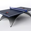 Durable Professional Ping Pong Table With Blue Tabletop And Curved Metal Frame Including Net And Paddles