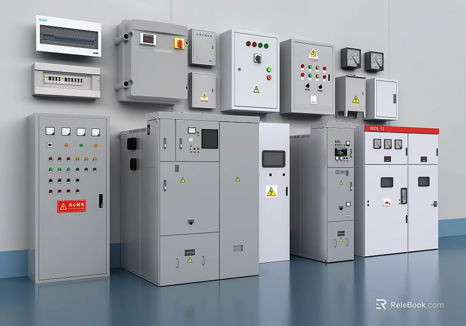 Public Facility Electrical Equipment Area With Control Cabinets And Distribution Boxes 3d model 