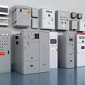 Public Facility Electrical Equipment Area With Control Cabinets And Distribution Boxes