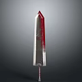 Medieval Bloodstained Metal Sword With Red Hilt And Vertical Blade Design