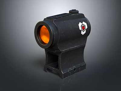 Weapon Tactical Red Dot Sight With Black Body Orange Lens And White Logo 3d model