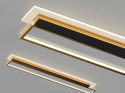 Contemporary Slim LED Ceiling Light With Gold Frame And White Luminous Strip For Home Use 3d model