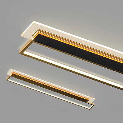 Contemporary Slim LED Ceiling Light With Gold Frame And White Luminous Strip For Home Use 3d model