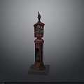 Vintage Red Pillar Mailbox With Decorative Top And Square Stone Base