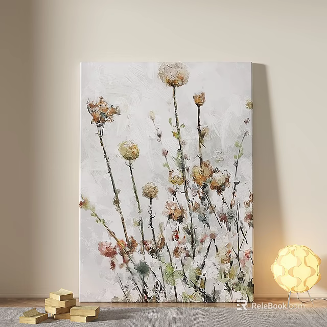 Multi Colored Abstract Flower Oil Painting with Soft Tones and Expressive Brushstrokes 3d model 