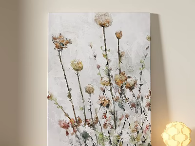 Multi Colored Abstract Flower Oil Painting with Soft Tones and Expressive Brushstrokes 3d model